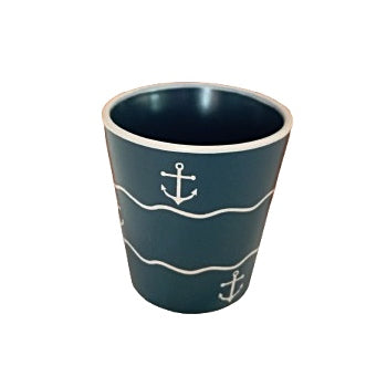 Ποτήρι μπλε με σχέδιο άγκυρα no113MG www.nauticalgifts.gr