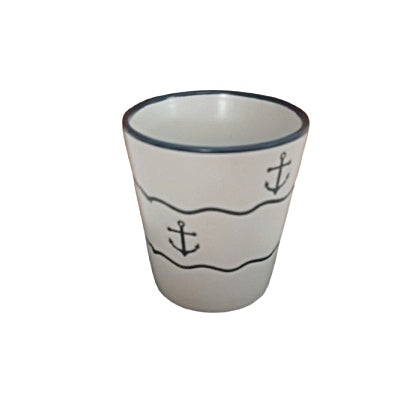 Ποτήρι λευκό με σχέδιο άγκυρα no115MG www.nauticalgifts.gr