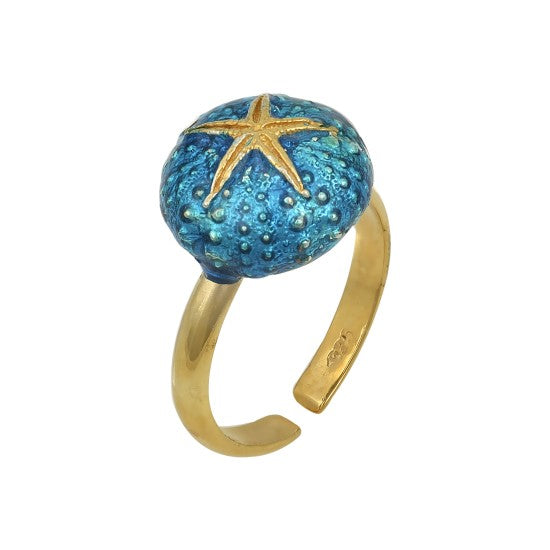 Ασημένιο δαχτυλίδι αχινός επίχρυσο noDD46-1X Jewelry Sets www.nauticalgifts.gr